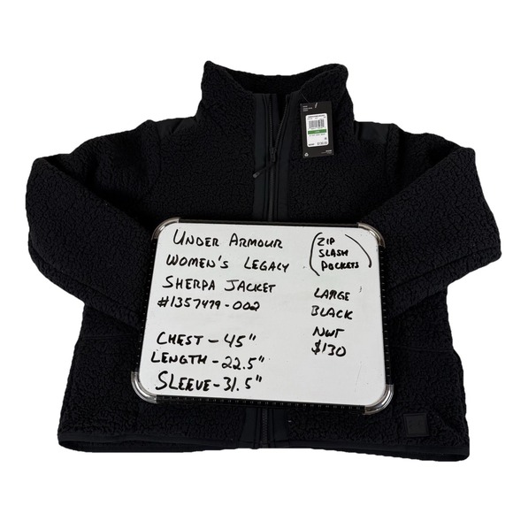Under Armour Legacy Sherpa Swacket Coat Fleece Full Zip Women's Large Black NWT - Picture 2 of 10